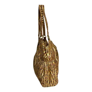 The Find Metallic Cheetah Zebra Animal Print Oversized Hobo Shoulder Bag thumbnail 4