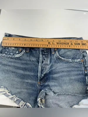 AGOLDE Parker Vintage Cutoff Denim Shorts Distressed Button Fly Size 26 thumbnail 9