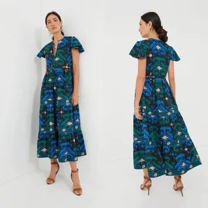 Oliphant Uzbek V-neck maxi dress geometric pattern women's size large thumbnail 2