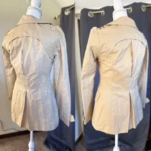 Zara TRF Autumn Trench Coat S Tan Belted Puff Sleeve Y2K Parisian Utility thumbnail 9