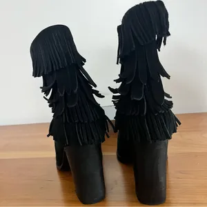 Women’s Catherine Malandrino‎ Domenica Black Fringe Bootie Ankle Boots Size 8 thumbnail 5