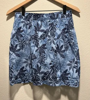 Toad&Co Size Small Blue Botanical Leaf-Print Skort thumbnail 1