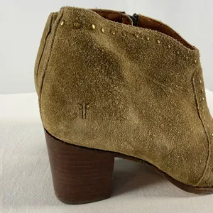 Frye Nora Suede Studded Booties‎ in Olive Green Size 8 thumbnail 2