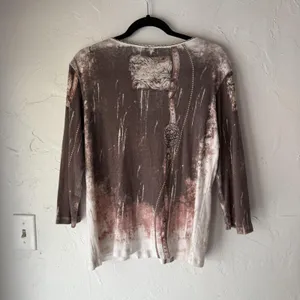 Katina Marie Shirt Large Brown Western Cowgirls‎ Graphic Long Sleeve USA Grunge thumbnail 8