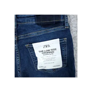 Zara Jeans Cropped Low Rise Flare Dark Wash Blue Stretch Slim Fit Women's Size 2 thumbnail 5