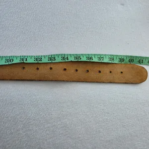 Vintage Tooled Leather Belt Tan Brown Scalloped‎ Floral Western Boho Medium thumbnail 6