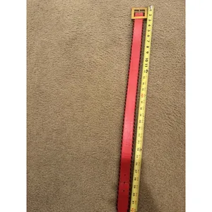 Vintage CARLISLE Belt XS RED Leather 1629 GOLD Metal 1990s Retro thumbnail 8