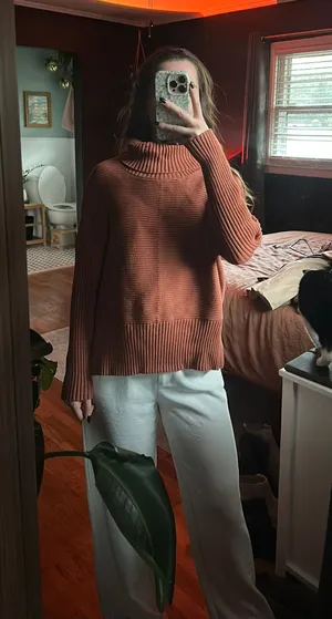 Ribbed mock neck sweater Orange thumbnail 1