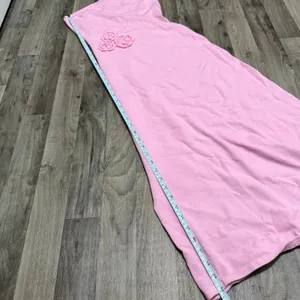 Zesica Pink One Shoulder Rose Applique Ribbed Knit Bodycon Maxi Dress L thumbnail 5