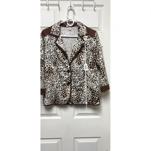 D.R. by David Rodriguez‎ Women Medium Mixed Animal Print 3/4 Sleeve Blazer Brown thumbnail 6