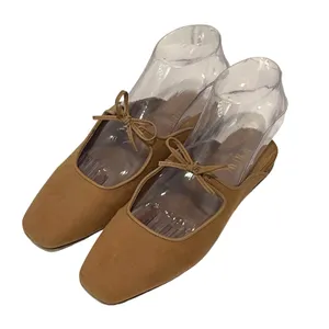 J.Crew Mary Jane Mules Womens 6 Tan Suede Square Toe Bow Balletcore Flat CL331 thumbnail 3