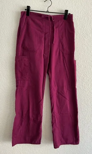 Scrubstar‎ Cargo Scrub Pants XS Wine Burgundy Drawstring Elastic Waist Medical thumbnail 1