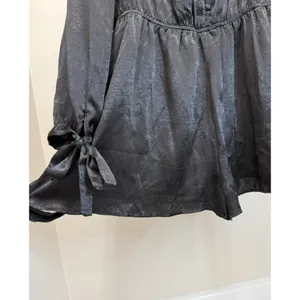 Lulus Moments of Love Black Satin Romper SzXL/14 NWT thumbnail 7