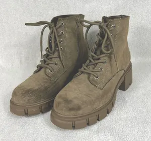 MIA Terrie Lace Up Combat Boot Olive Green Women’s 7.5 Chunky Heel Ankle Boot thumbnail 1