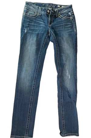 Miss Me Skinny Bedazzled Glam Fleur De Lis Jeans JP5109SK-2 size 27 thumbnail 1