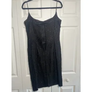 Carmen Marc Valvo Beaded Lace Cocktail Dress Womens Size 10 Black Vintage Y2K thumbnail 5