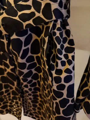 JM Collection Black and Beige Giraffe-Print Trench Coat with Belt thumbnail 4