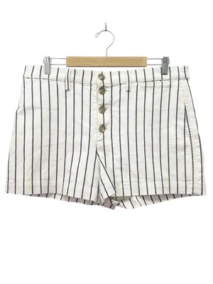 Madewell Emmett Button Front Shorts 32 Ivory Navy Stripe High Rise Stretch NWT thumbnail 2