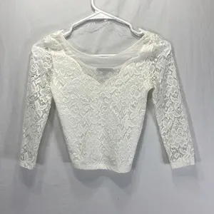Charlotte Russe 3/4 Sleeve Lace White Crop Top Size XS NWT thumbnail 1