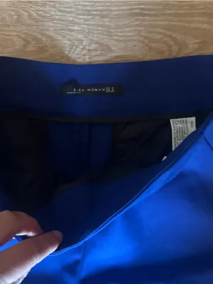 Zara Royal Blue High-Waist Wide-Leg Pants thumbnail 4