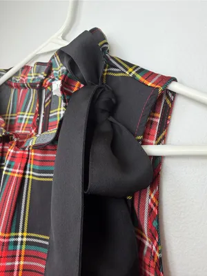 J. Crew Tartan Bow Neck Tank with Ruffles Plaid Tank Top Size XXS thumbnail 4