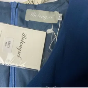 Belongsci Shift Dress Women XS Blue Tiered Bell Sleeve‎ V-Neck Mini 8817# thumbnail 6
