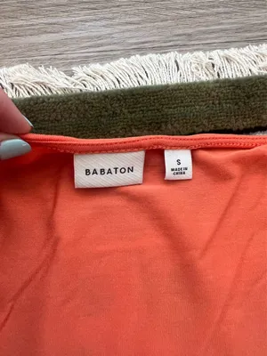 Aritzia Babaton Long Sleeve Twist Orange Top thumbnail 3
