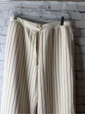 Nwt Aiden Cream Ribbed Lounge Pants with Subtle Tan Pinstripes size medium thumbnail 8