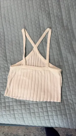 ZARA Cropped Halter White Tank thumbnail 2