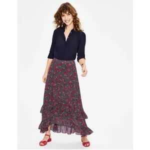 Boden Coraline Floral Ruffle Midi Skirt Boho Flowy Size 8 thumbnail 2