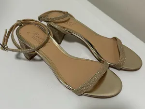 Jewel Badgley Mischka Danni II Block Heel Sandals Gold Silver Size 6 thumbnail 1