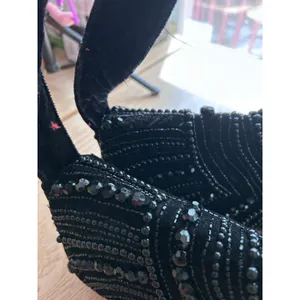 New Women’s A New Day Velvet Beaded Handbag 👜 Purse Black 11.5”x6.5” w/Flaw thumbnail 6