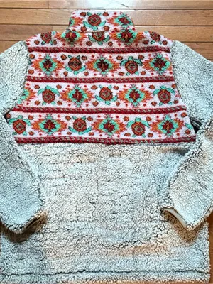 Simply Southern Plush Sea Turtle Aztec Pullover Sherpa Jacket Womens Size Large thumbnail 2