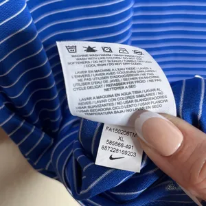 Nike Golf Tour Performance Dri Fit Striped Polo Shirt Blue Womens XL thumbnail 5