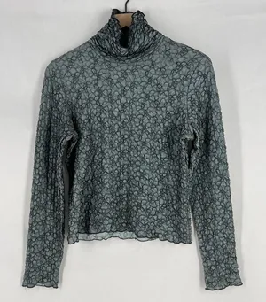 Sno Skins Crop Top Womens Medium Black Lace Sheer Detail Turtle Neck Ski Outdoor thumbnail 1