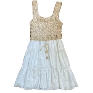 ANTHROPOLOGIE Beckett Crochet Beige Sleeveless Eyelet Midi Dress thumbnail 5