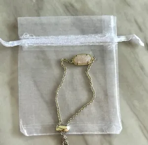 Kendra Scott Light Blush Pink Druzy Drusy Stone Silver Tone Toggle Pull Bracelet thumbnail 1