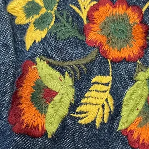 Embroidered Jean Jacket Autumn Colors Dark Wash Denim Women Size‎ Small Fall thumbnail 8