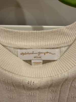 Spiritual Gangster Cream Ribbed Crewneck Sweater thumbnail 2
