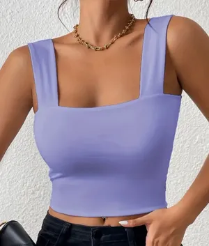 Solid Crop Cami Top Purple thumbnail 1