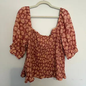 Gap Floral Ruched Puff Sleeve Boxy Square Neck Blouse Top Cotton Blend Size‎ XXL thumbnail 8