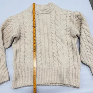A New Day Women Cream Cable Knit Mock Neck Sweater Chunky Fisherman Style size S thumbnail 4
