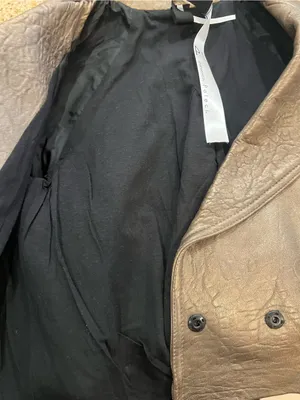 PI Poleci Metallic Bronze Thick Leather Cropped Jacket Small NWOT Tan thumbnail 6