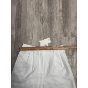 Commense White High Waisted Wide Leg Pleated Trousers Pants Medium NEW thumbnail 7