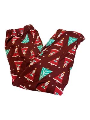 Old Navy Christmas Pajama Set – Burgundy Santa & Tree Print thumbnail 3