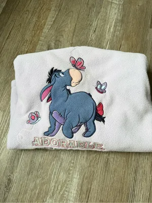 Disney VTG Eeyore Fleece Sweatshirt Adorable And That’s Enough Purple Size M thumbnail 10