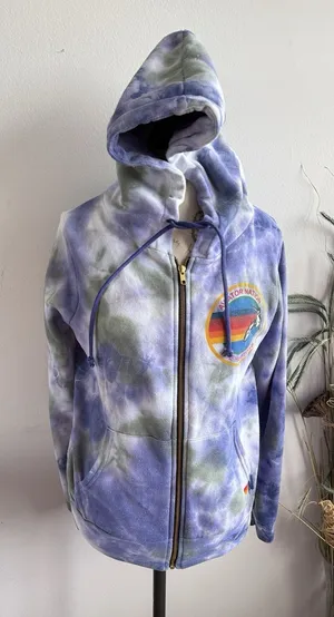Aviator Nation Tye Dye Blue Hoodie Full Zip‎ Sweatshirt The Hamptons Surf Small thumbnail 1