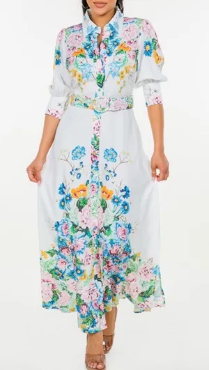 White Floral Maxi Dress Multiple thumbnail 4