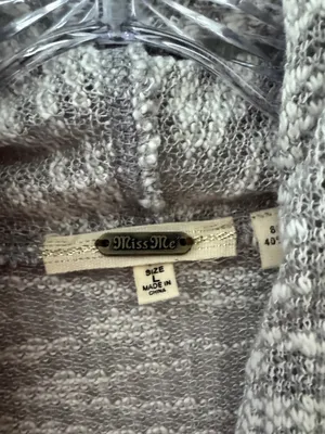 Miss Me 90’s Y2K Gray and Cream Textured Lace Knit Cardigan thumbnail 3