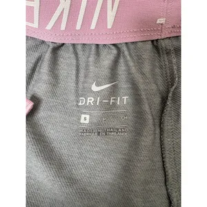 Nike Shorts Women's Small Dri Fit Running Gray Pink Logo Waistband Inseam 5" thumbnail 6